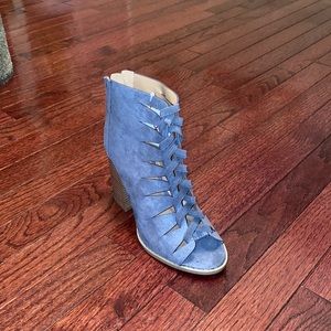 Blue Peep Toe Strappy Heels